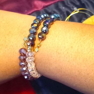 Sparkling purple and pink memory bracelet